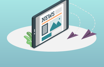A tablet with design representing a news page